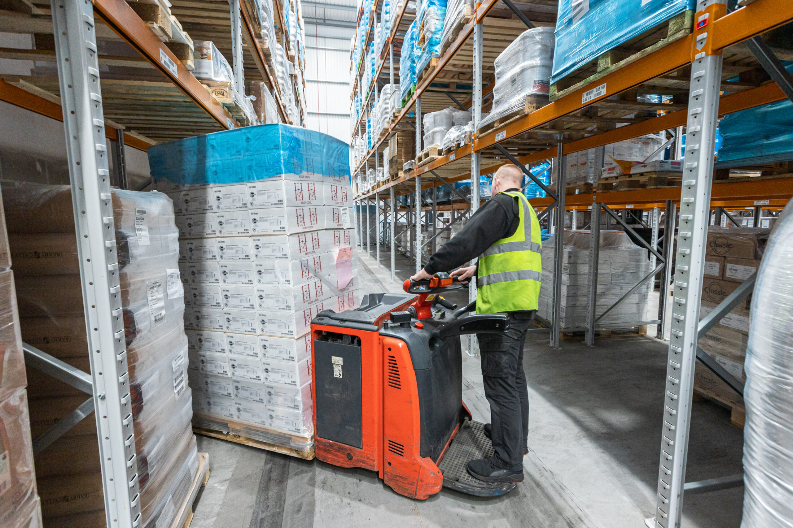 RD team member moving pallets